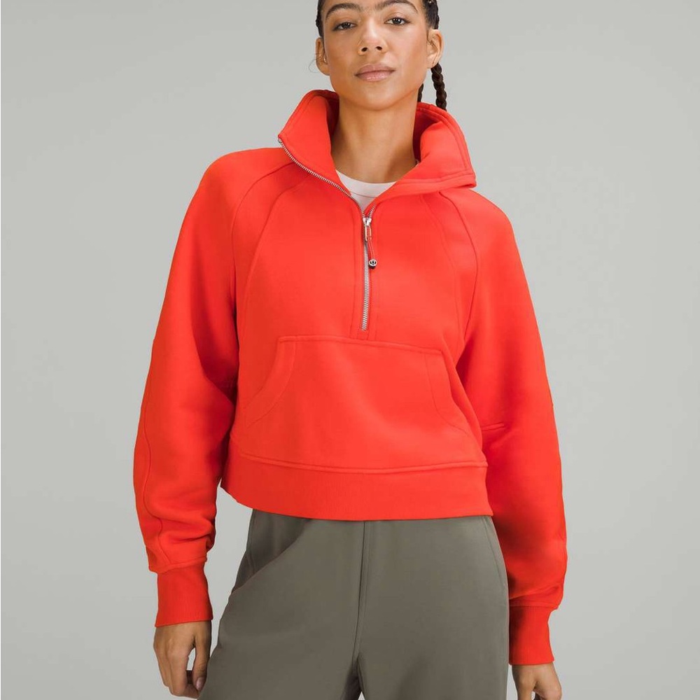 Solar Orange Lululemon Half Zip Cropped Scuba